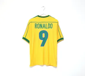 1998/00 RONALDO #9 Brazil Vintage Nike WC 98 Home Football Shirt (M)