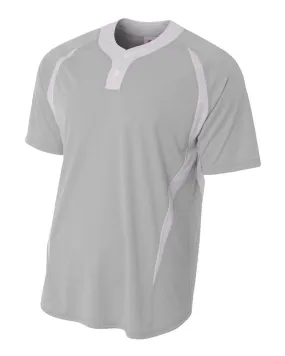 A4 N4229 2-Button Color Blocked Baseball Henley - Silver White