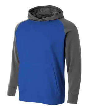 A4 NB4234 Youth Color Block Tech Fleece Hoodie - Royal Graphite