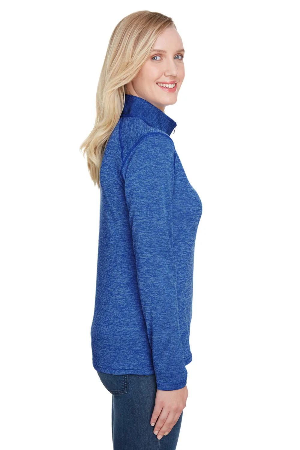 A4 Womens Tonal Space Dye Performance Moisture Wicking 1/4 Zip Sweatshirt - Royal Blue