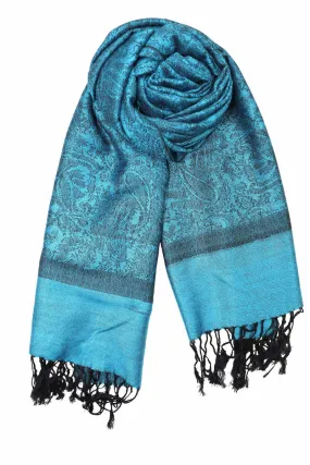 Achillea Cyan Blue Jacquard Pashmina Scarf