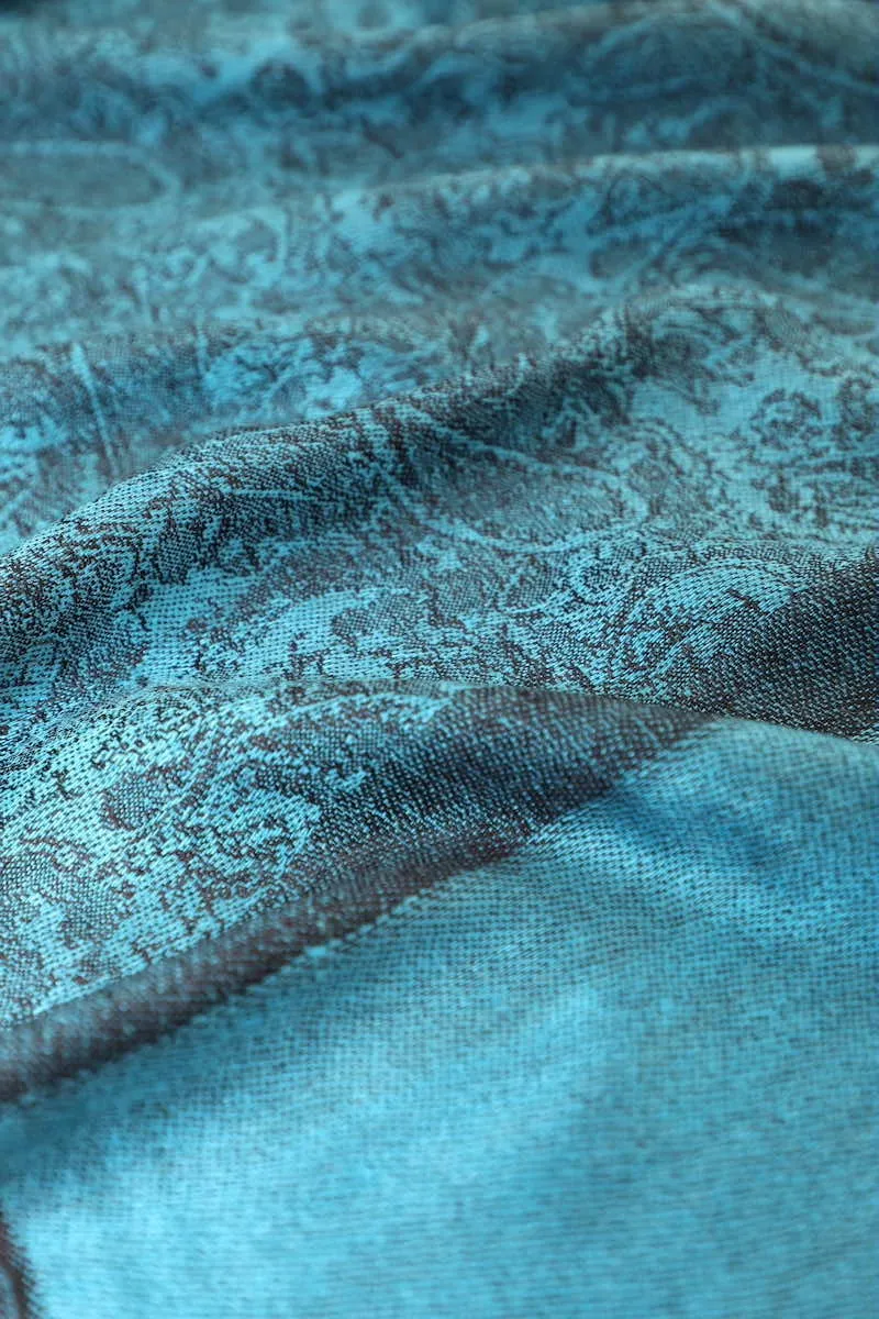 Achillea Cyan Blue Jacquard Pashmina Scarf