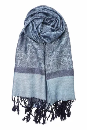 Achillea Steel Blue Jacquard Pashmina Scarf