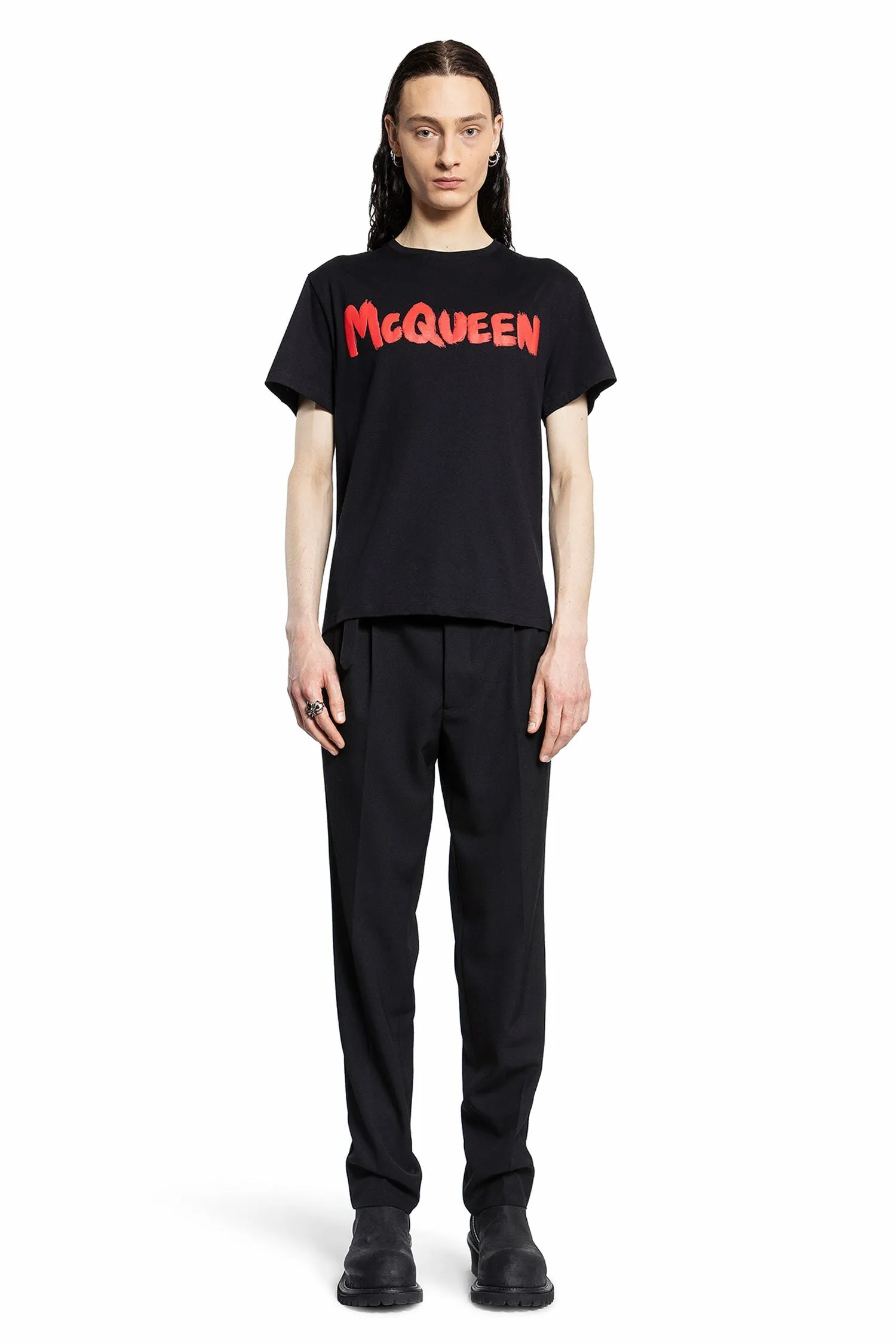 ALEXANDER MCQUEEN MAN BLACK T-SHIRTS & TANK TOPS