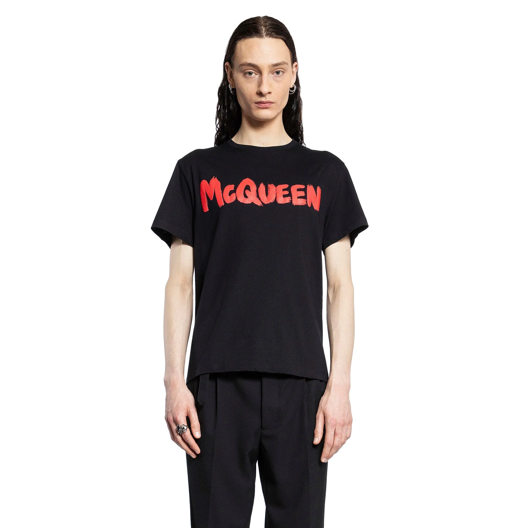 ALEXANDER MCQUEEN MAN BLACK T-SHIRTS & TANK TOPS