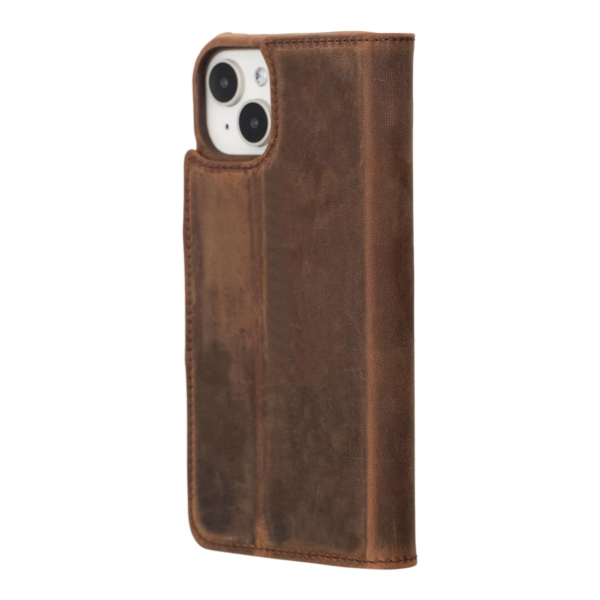 Burkley iPhone 16 Plus Wallet Case, Distressed Coffee