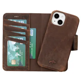 Burkley iPhone 16 Plus Wallet Case, Distressed Coffee