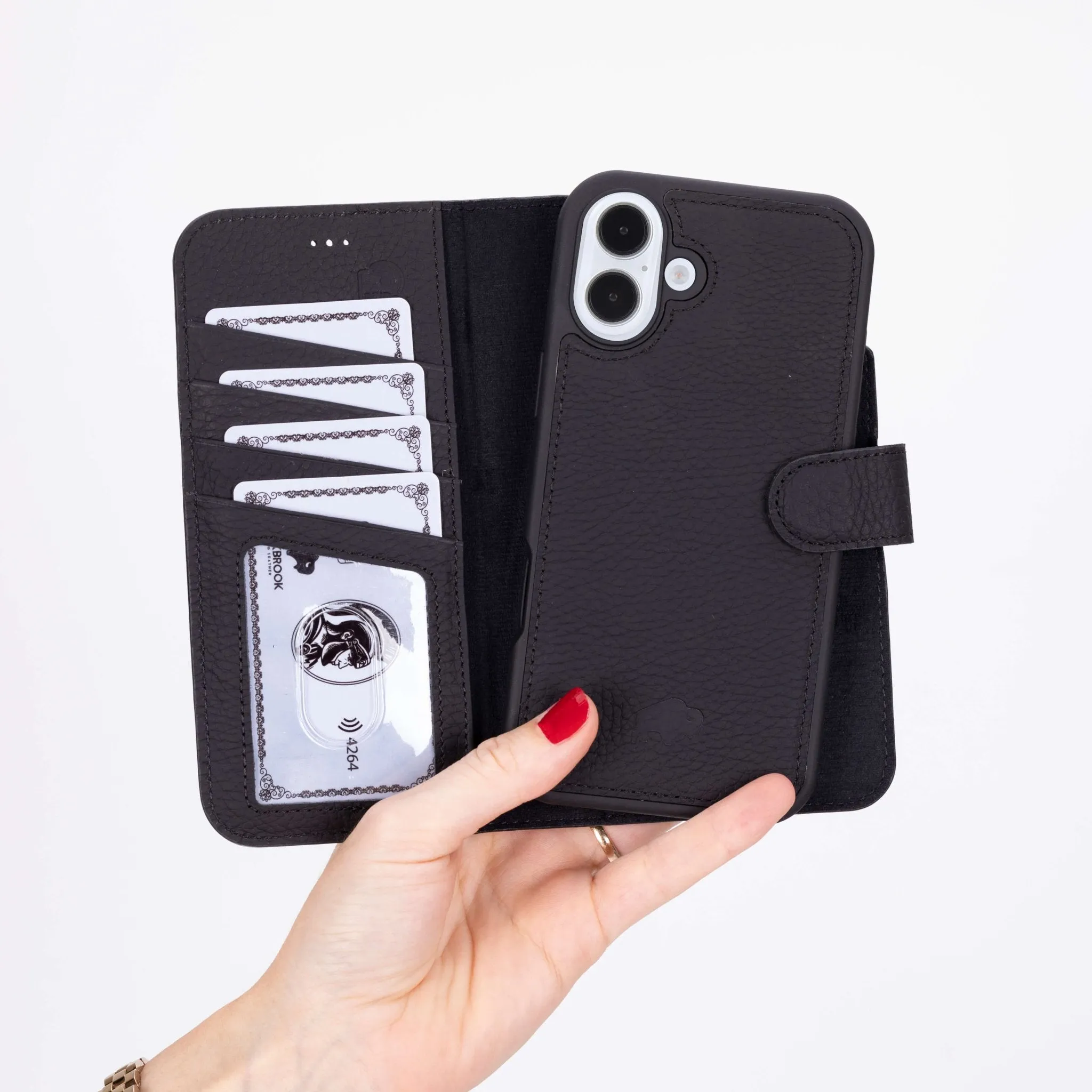 Carter iPhone 16 Plus Wallet Case, Pebble Black