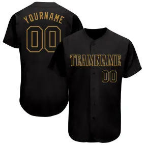 Custom Black Black-Old Gold Authentic Baseball Jersey