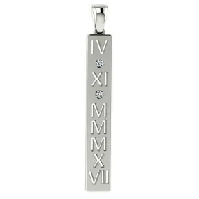 Diamond Personalized Roman Numerals Bar Pendant