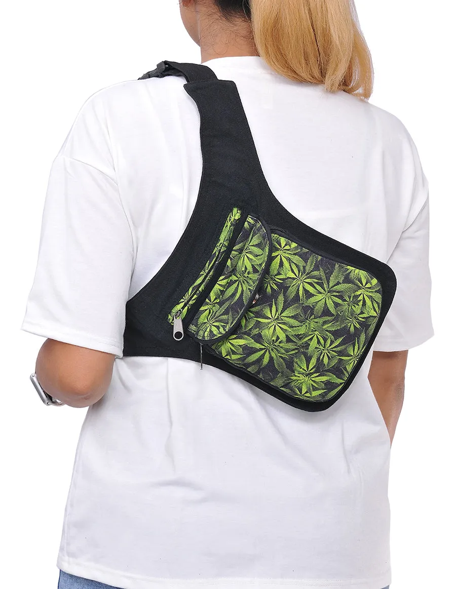 Green MJ Leaf Printed Fanny Pack