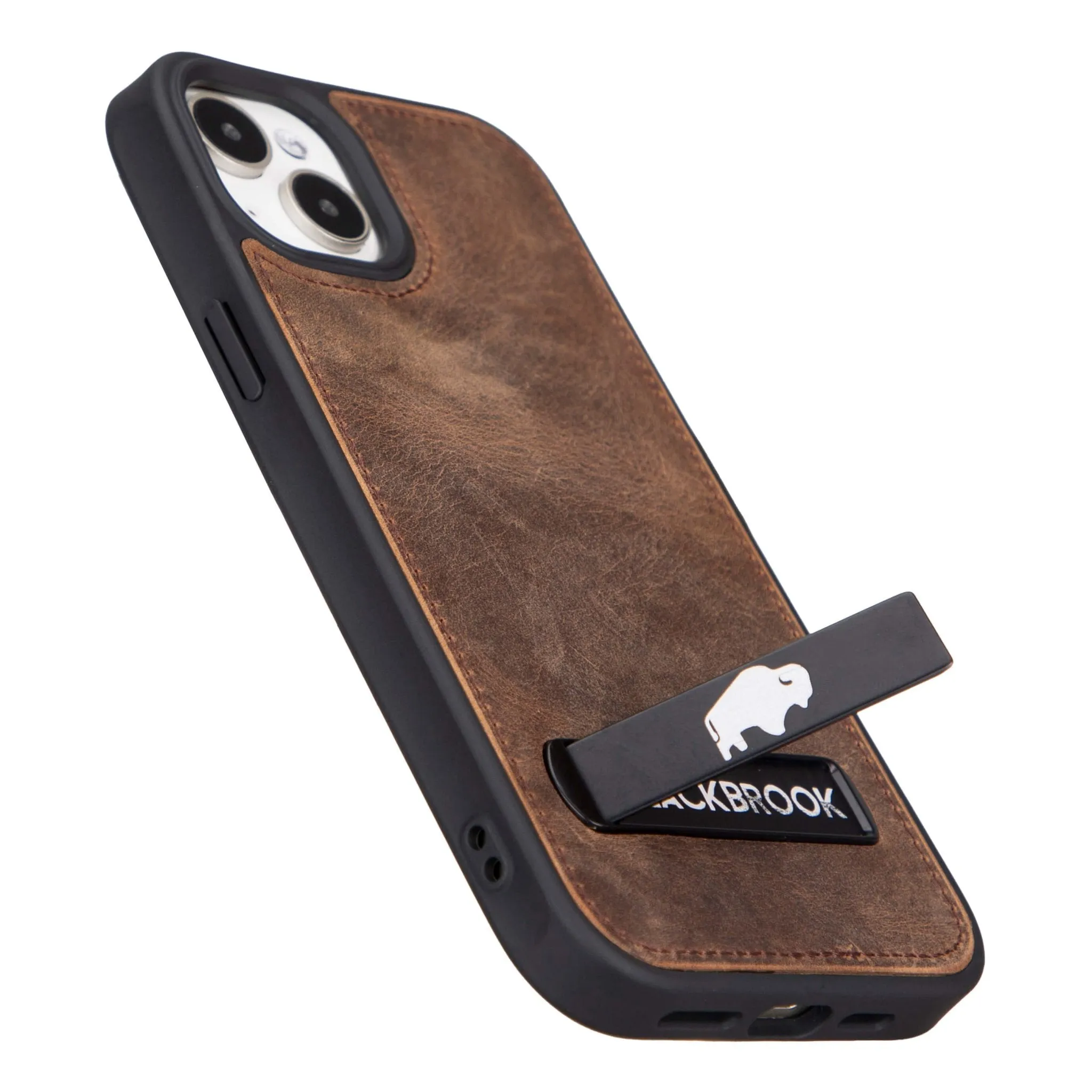 Reed iPhone 15 Plus Snap-On with Stand Case, Distressed Coffee