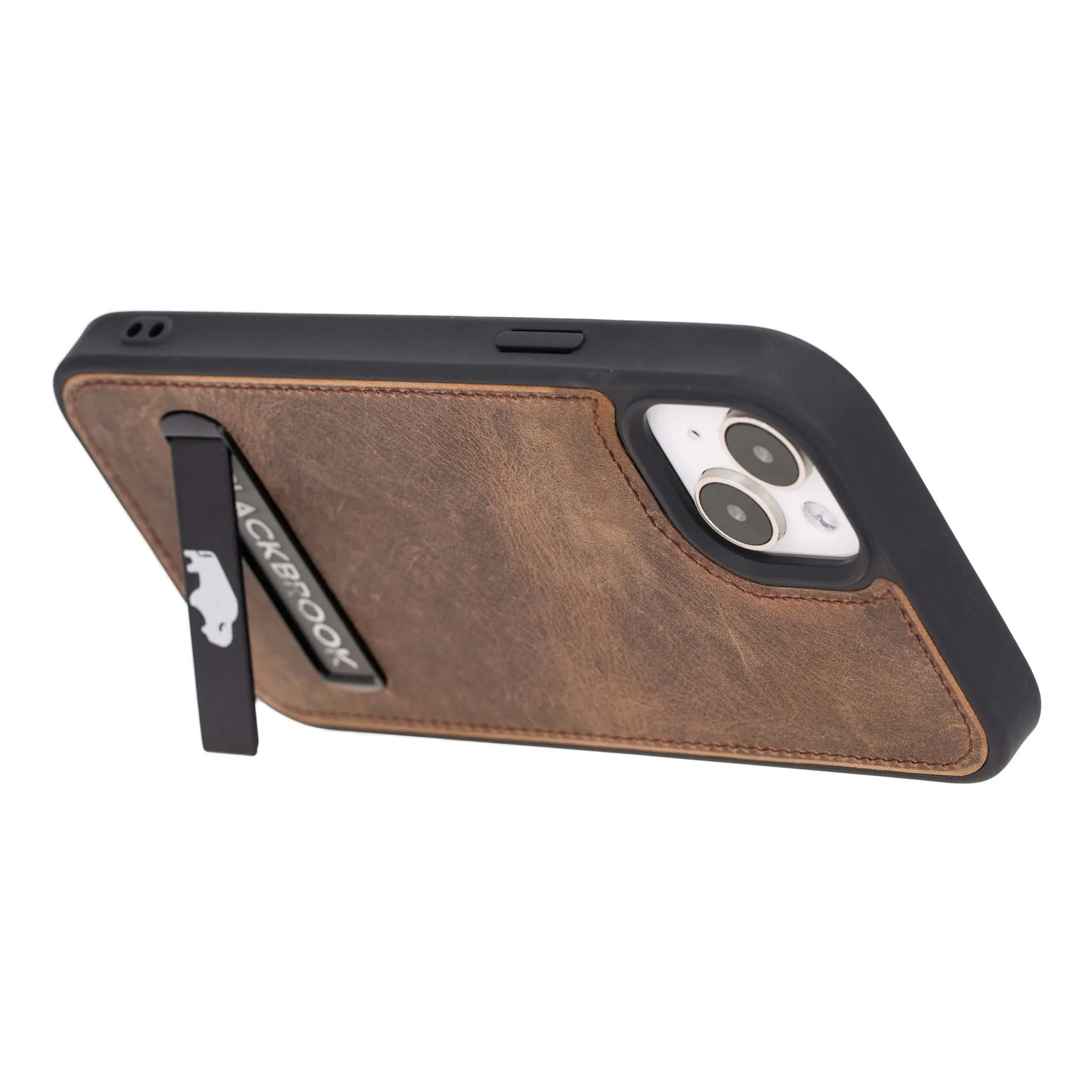 Reed iPhone 15 Plus Snap-On with Stand Case, Distressed Coffee