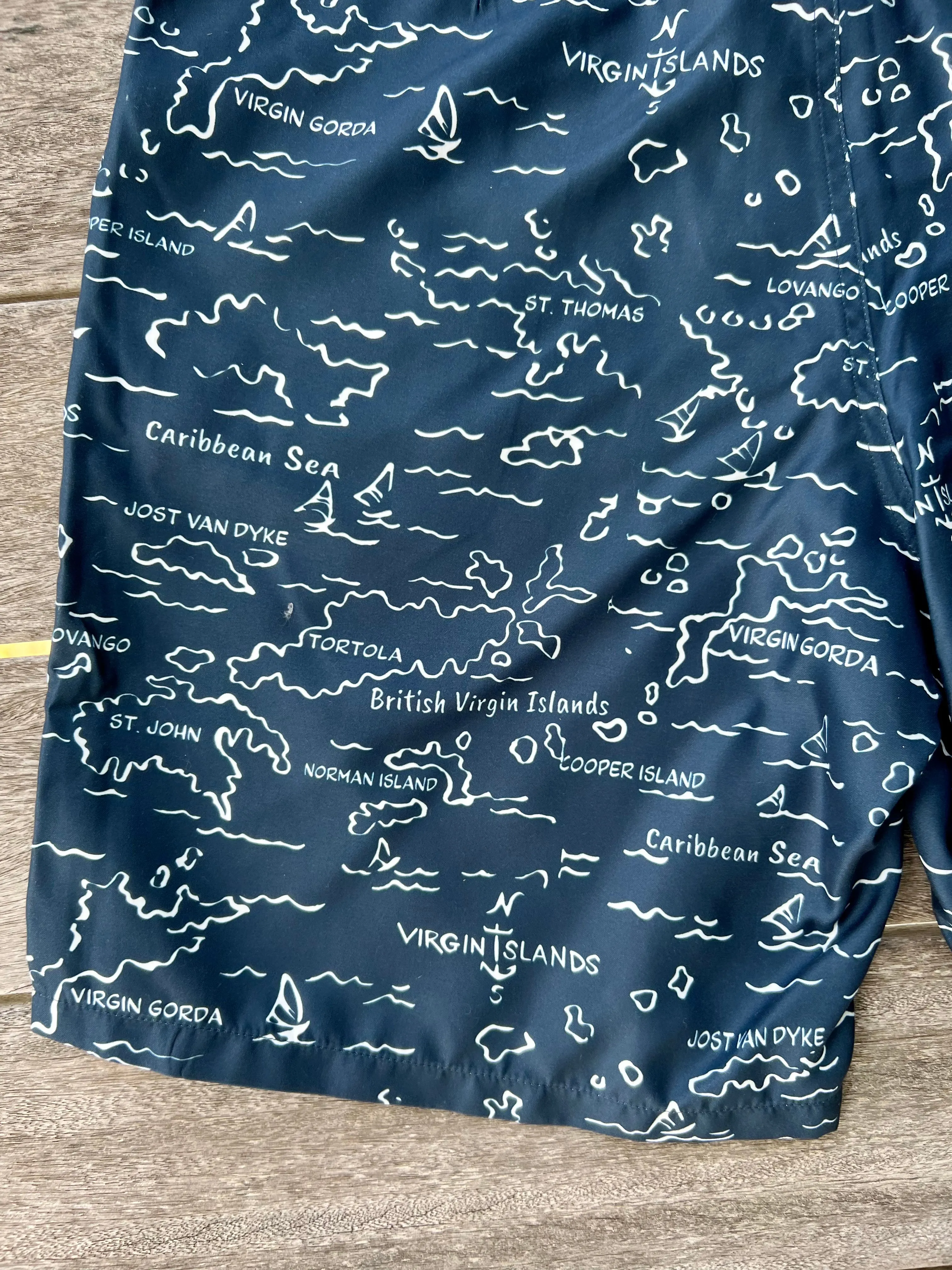 Tobago Board Short - VI Map Midnight Blue