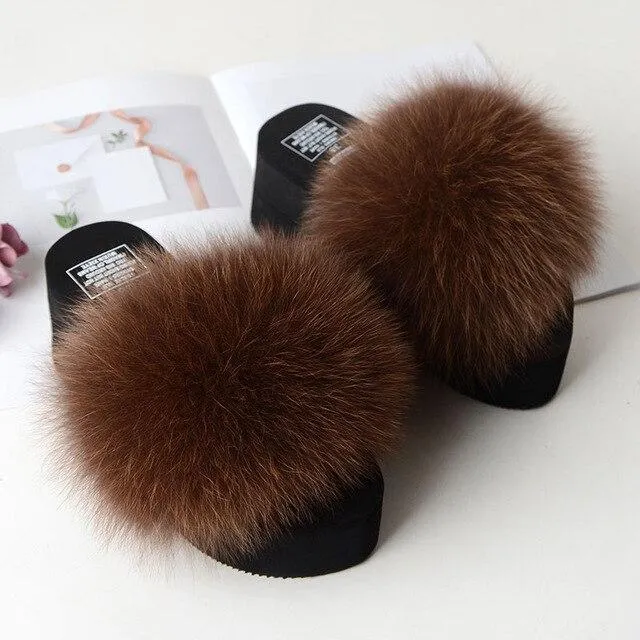 Women's Cute Plush Fox Fur Fluffy Slippers (25 Colors)