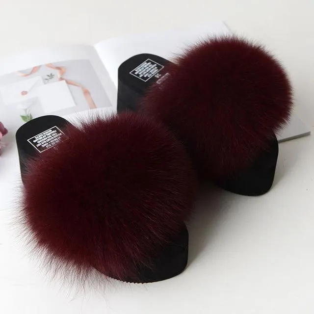 Women's Cute Plush Fox Fur Fluffy Slippers (25 Colors)