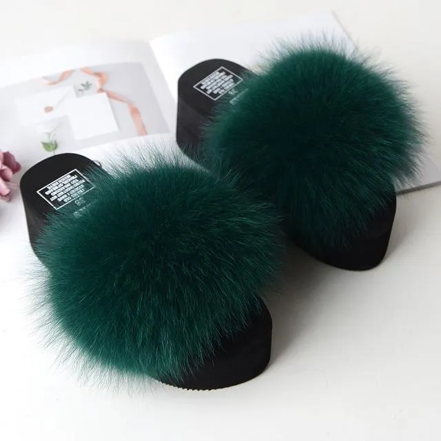 Women's Cute Plush Fox Fur Fluffy Slippers (25 Colors)