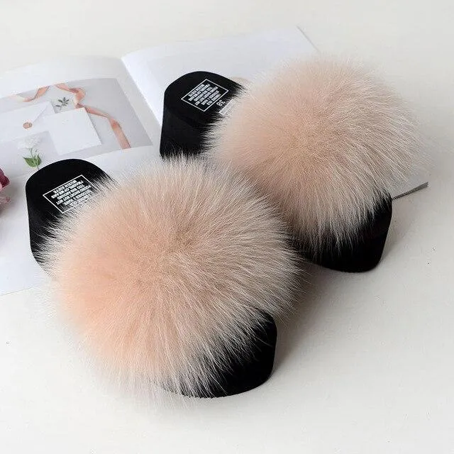 Women's Cute Plush Fox Fur Fluffy Slippers (25 Colors)